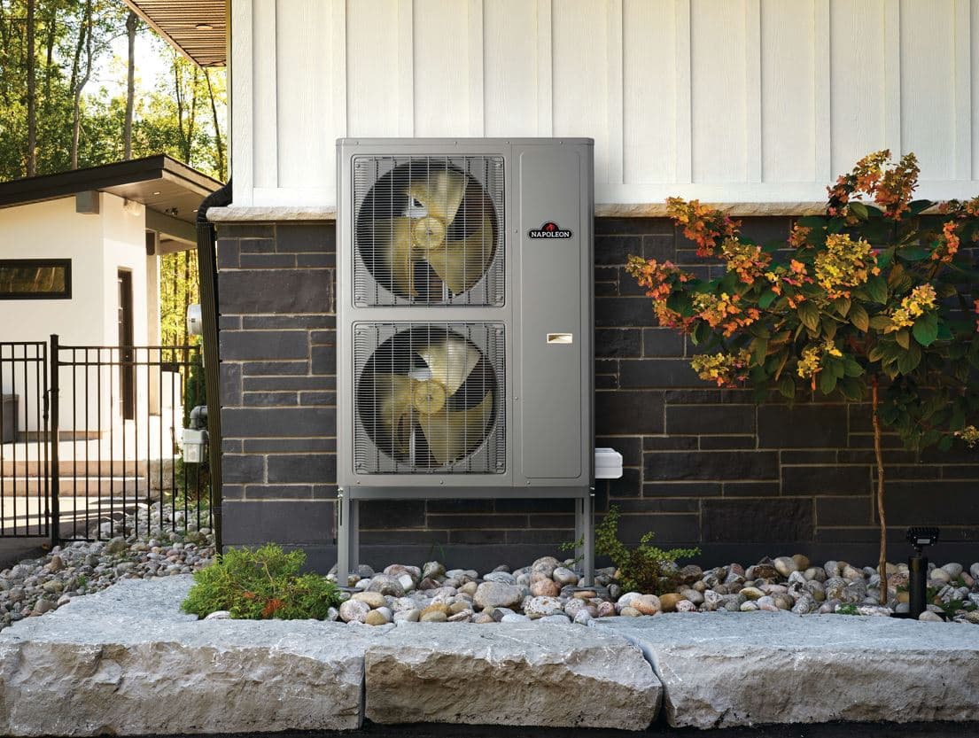 Outdoor heat pump unit installed by MasterTech at a Calgary home
